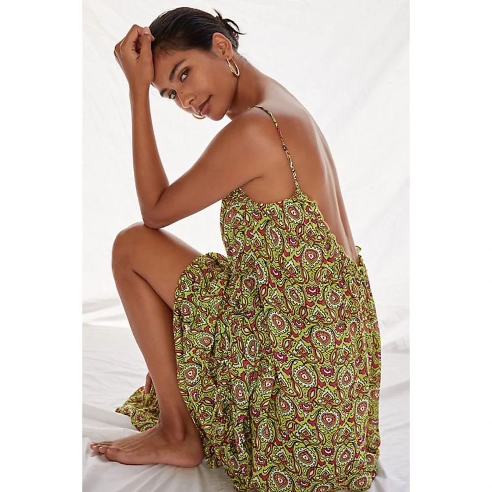 Anthropologie Flounced Maxi Lounge Dress